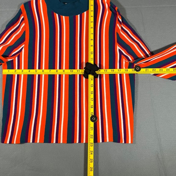 Victor Glemaud Women's Striped‎ Mock Neck Long Sleeve Knit Crop Top - L - Picture 5 of 7